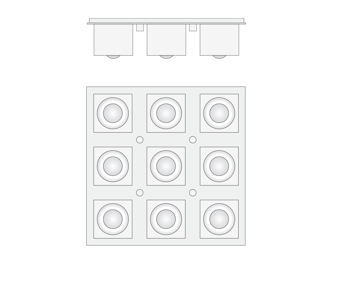 Glacon 9 Light Flush Mount